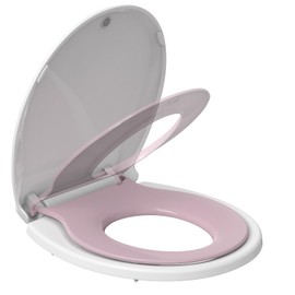 Round Toilet Seat Soft Close 19'' with Toddler Seat Built In, Potty Training Toilet Seat Round Fits Both Adult and Child, with Slow Close and Magnets, Easy Installation & Release- Pink
