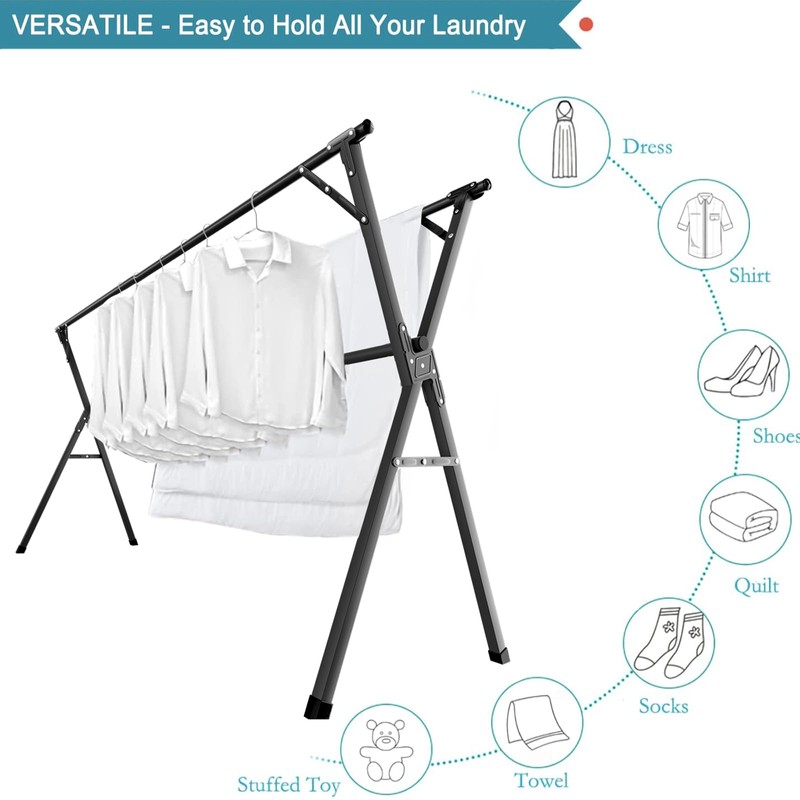 JAUREE 95 Inches Clothes Drying Rack, Drying Rack Clothing Folding