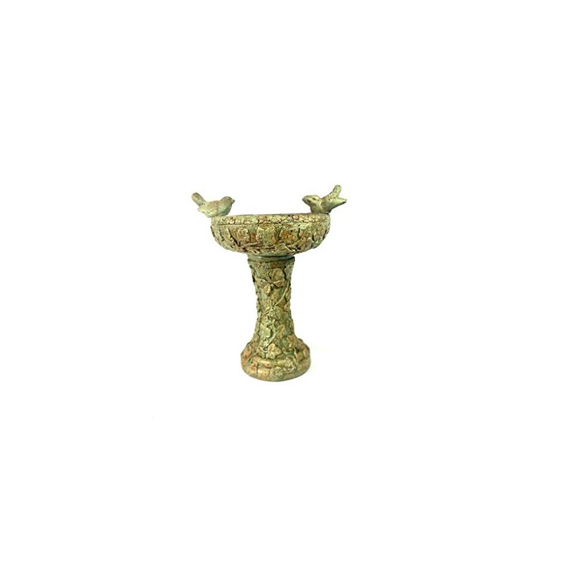 Solid Rock Stoneworks Eye on Sparrow Birdbath- 15in Tall- Verde
