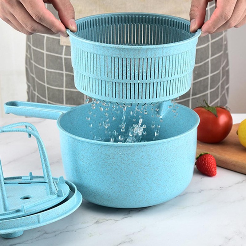 Salad Spinner Manual Vegetables Leaf Lettuce Dryer Drainer Fruits Washing
