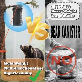 JIUSAIRUI 7.8Oz Ultralight Bear Bag Hanging Kit: 30D Waterproof Bear Proof Food Storage for Backpacking and Camping Alternative to Bear Canister (10L)