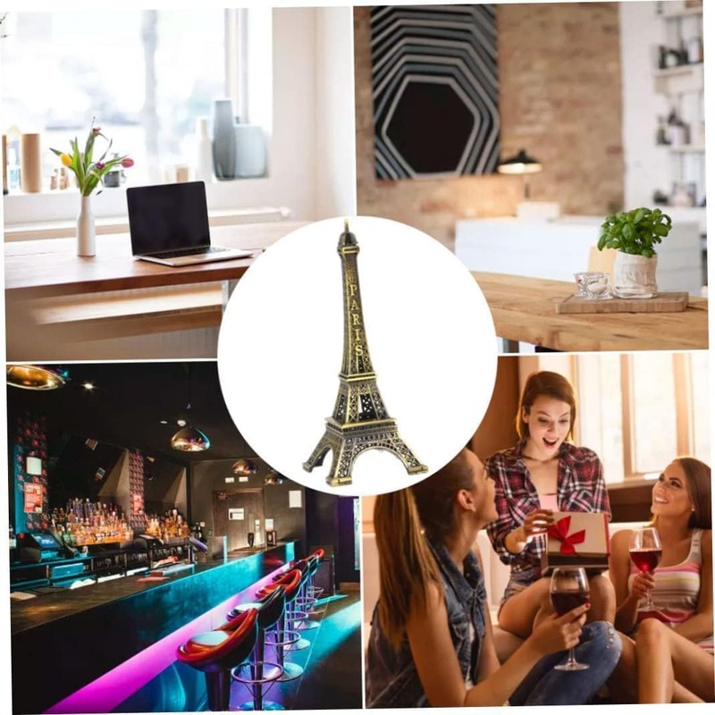 Wpppan 1Pc Gold Eiffel Tower Statue - Mini Artificial Metal