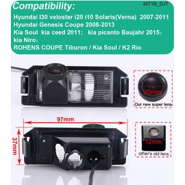 New 20mm Lens HD Color Night Vision Car license plate light Rear View Camera for Hyundai I30 veloster i20 i10 Solaris(Verna)/Genesis Coupe/Kia Soul kia ceed/picanto Baujahr/Niro/Rohens coupe Tiburon