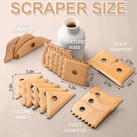 GlikCeil 20 Pieces Pottery Ribs Pottery Tools Pottery Foot Shaper Tools Pottery Trimming Tools Clay Texture Ribs Solid Beech Wood Pottery Ribs for Carving Clay Molds Clay Ceramics