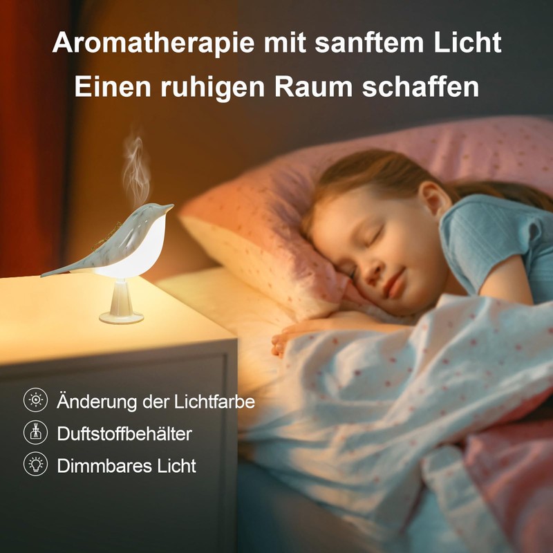 Danolt Bird Bedside Lamp Without Cable, Bedside Lamp Touch Dimmable,
