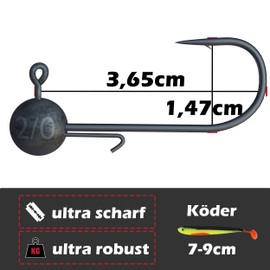 Paradox Fishing Jig Heads Set 15 x 12 g 2/0 I Jig Heads Rubber Fish with Jig Head for Rubber Fish Zander Fishing Accessories