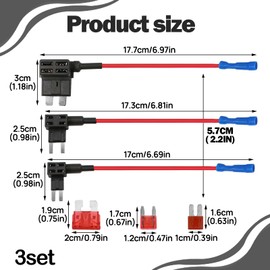 6 Pcs Fuse Tap Set, 3 Types Piggy Back Fuse Connectors 12v, Small Mini Adding a Circuit Adapter with 10A Mini Blade Fuses, Piggy Back Blade Fuses Holder for Trucks Cars Boats (Medium Small Micro)