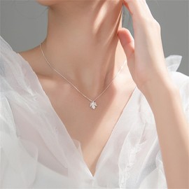 Niaspi Minimalist Maple Leaf Pendant Necklace for Women Girls 925 Sterling Silver Small Cute Fall Leaf Dangle Thanksgiving Statement Necklaces Dainty Autumn Leaves Plant Jewelry Gifts