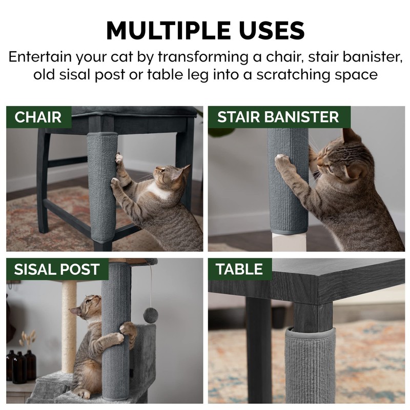 Furhaven Wrap Around Scratching Post Cover for Indoor Cats, Fits