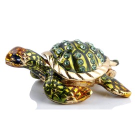 SEVENBEES Mini Sea Turtle Figurine Trinket Box Hinged Jewelry Boxes