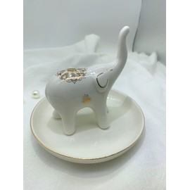 Bigbabybig White Elehpant Jewelry Trinket Trays Organizer Ceramic Rings Earrings Necklaces Pendants Dish Earrings Bedroom Decor Engagement Wedding Ring Holder Plate for Women Men