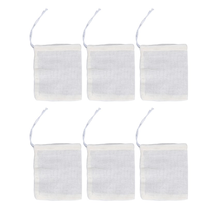 100Pcs Drawstring Cotton Bags 8cmx10cm Reusable Filter Tea Residue Environmentally
