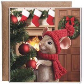 Hippowarehouse Christmas Card Pack of 12-4 designs Festive Mice Xmas With Envelope Xmas Greeting 150mm x 150mm Blank inside