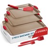 Baking Sheet Set, 3-Piece Cookie Sheet Set with Silicone Handles,