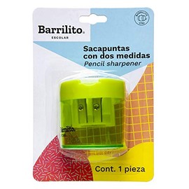 Barrilito Sacapuntas plstico doble orificio con contenedor. Blster con 1 pieza. SPT36B                                                                