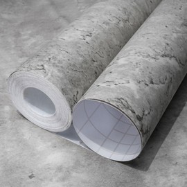 WAPANE Gray Concrete Wallpaper 15.9in X 80in, Light Gray Cement Contact Paper 3D Matte Textured, Wall Paper Pull and Stick Self-Adhesive & Removable