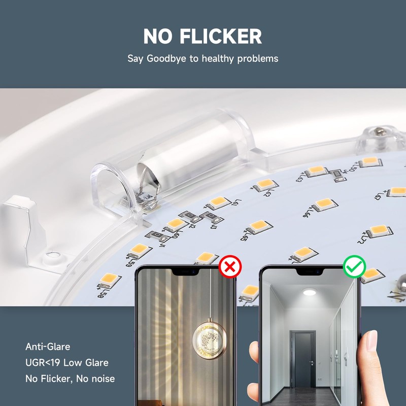 ECOELER 8 inch LED Dimmable Disk Light, 30W, 2000 Lm,