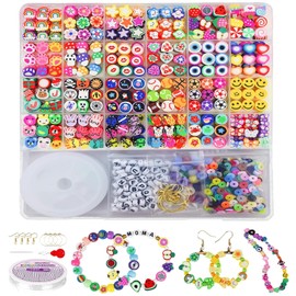 Canollo Bead Bracelet Craft Set with 1000 Pieces Soft Ceramic Beads, 7 m Thread, 24 Pattern Beads for Threading Yourself, DIY Beads Set for Crafts Necklace Earrings Birthday Gifts