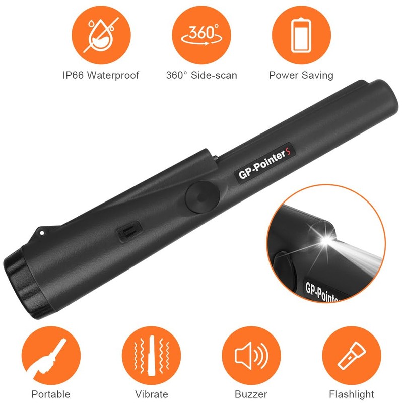 Flintronic Metal Detector Pinpointer, 360° Portable Metal Detector Finder Pinpointer,