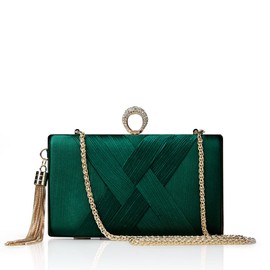 BABEYOND Women's Clutch Evening Bag Women's Elegant Chain Bag and Removable Chain Wedding Prom Party Handbag, Crossbody Shoulder Bag, Small Shoulder Bag, Green