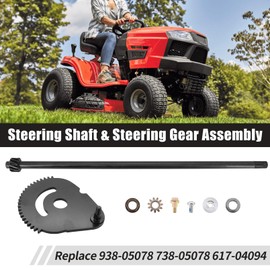 Tektall 938-05078 Steering Rod Shaft with Bushing & 617-04094 Steering Gear Kit for MTD/Troy-Bilt/Craftsman Lawn Mower - Contain 941-0656A 741-0656A 948-0389 731-1309 Bushing Kit