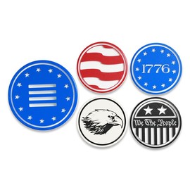 Noble Heritage Patriot Drink Coaster Set with Holder – Made in USA | Durable Recycled Plastic, Easy-to-Clean, Great for Gift, 4th of July, BBQs, Game Nights, Parties & Everyday Use | Protects Surfaces