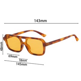 70s Retro Square Sunglasses for Women Men Double Bridge Pilot Style Vintage Eyewear with UV400 Protection Trendy Classic Tinted Glasses for Driving & Outdoor