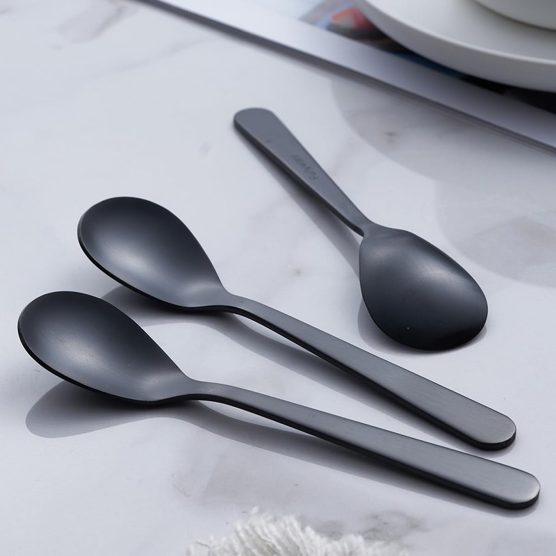 FULLYWARE Demitasse Espresso Spoon, Matte Black, Stainless Steel, Satin Coffee