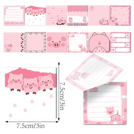 240 Pcs Piggy Sticky Notes 12 Designs Colorful Camping Vehicle Self-Adhesive Note Pads Pink Pig Sticky Memo Notes for Piggy Pad Office Decor Gifts Notepad