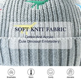 XIAOHAWANG Cute Bear Infant Winter Hat Toddler Knit Baby Beanie Boys Girls Dinosaur Beenies Hats with Ear Flaps(T-Grey,6-12 Months)