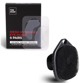 The Man Face Scrubber - Silicone Face Scrubber for Men, Flex Face Brush - Hydrogel Under Eye Patches for Men - Cooling, Hydrating & Firming Eye Masks (1 Scrubber & 6 Pairs)