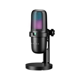 Akane Micrófono Condensador Profesional USB con Filtro Antipop, Base y Luz LED, Patrón Cardioide, Ideal para Podcast, Streaming, Gaming, Videos y más, Compatible con Laptop, PC y Mac, Mod. OMNIA300