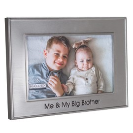 Malden International Designs 4x6 Me & My Big Brother Metal Brushed Pewter Finish Horizontal Inner And Outer Frame Borders