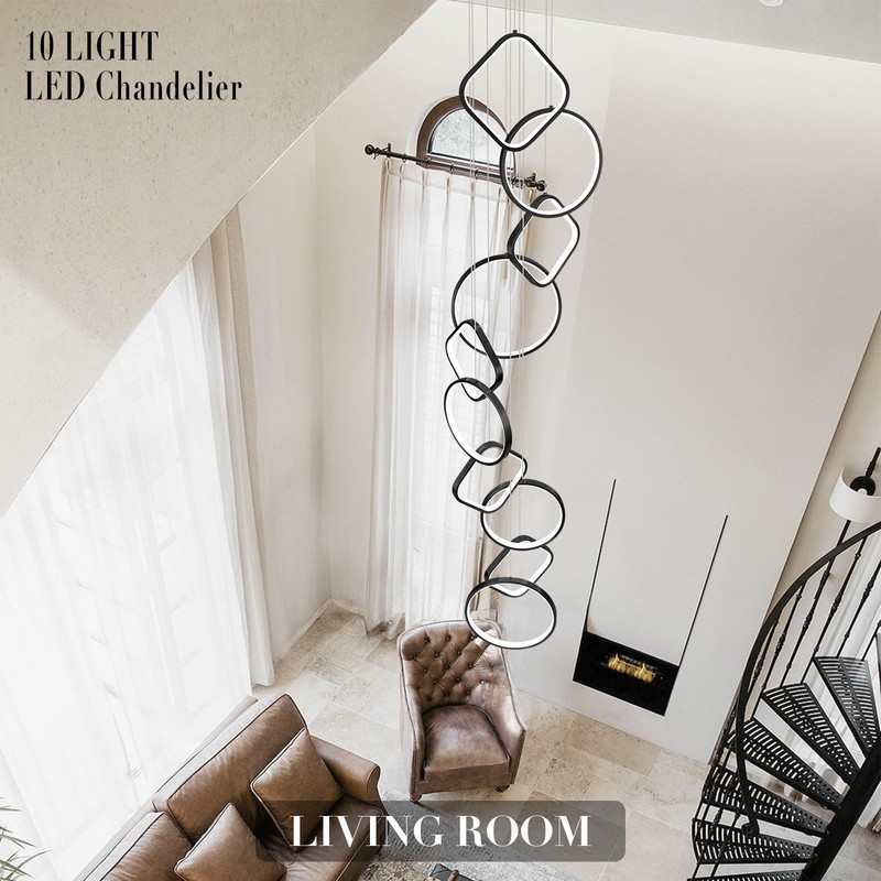 AIRYPHANT Modern LED Chandelier High Ceiling Staircase Chandeliers Foyer Lighting
