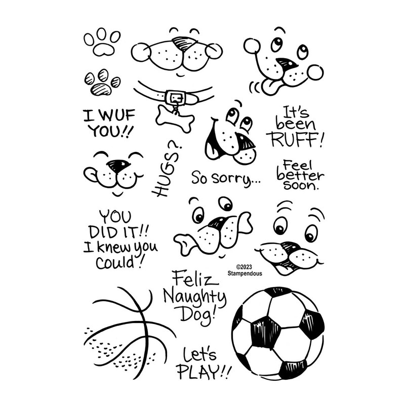 Spellbinders Stampendous Puppy Hugs Faces and Sentiments Clear Stamp Set