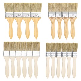 XTDMJ 20-Piece Flat Brush Set, 25/35/45/60 mm Wide Painting Brush Set with Wooden Handle, Brush Set, Wooden Handle Brush, Gloss Brush, Flat Brush, Glaze Brush for DIY, Painting Supplies for Painting