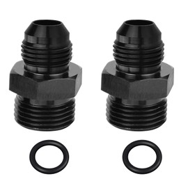 Dexepe 8AN Flare to 10AN ORB Male Fuel Rail Adapter Fitting Aluminum Fuel Line Hose Adapter Black Anodized Fuel System Fittings 2PCS