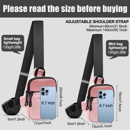 LKEX Mini Sling Bag Men Small Crossbody Bag Women Fanny Packs Casual Personal Pocket Bag Backpack Phone Chest Bag (Pink-Mini (L*w*h=13 * 3 * 19cm))