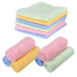 FRIUSATE 6 Pcs Flannel Face Cloth Soft Face Cloths Flannels Cotton Wash Towels Quick Dry Reusable Face Body Cloths Squares Wash Flannels For Baby Kids Adults(25x25cm)