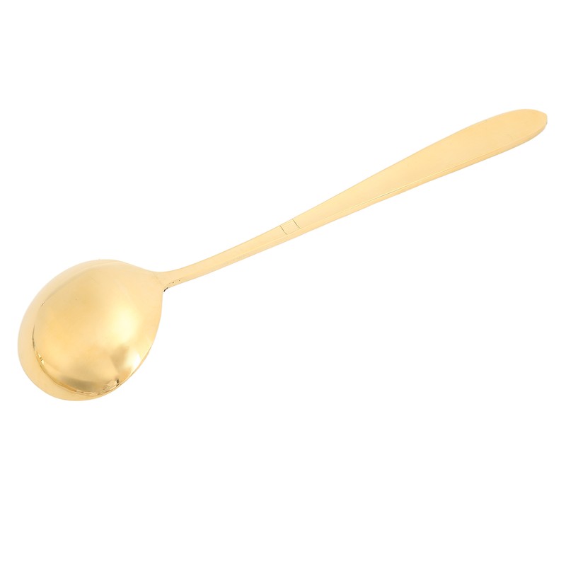Serving Spoon Mirror Polished Brass Glossy Edges Heavy Duty Round
