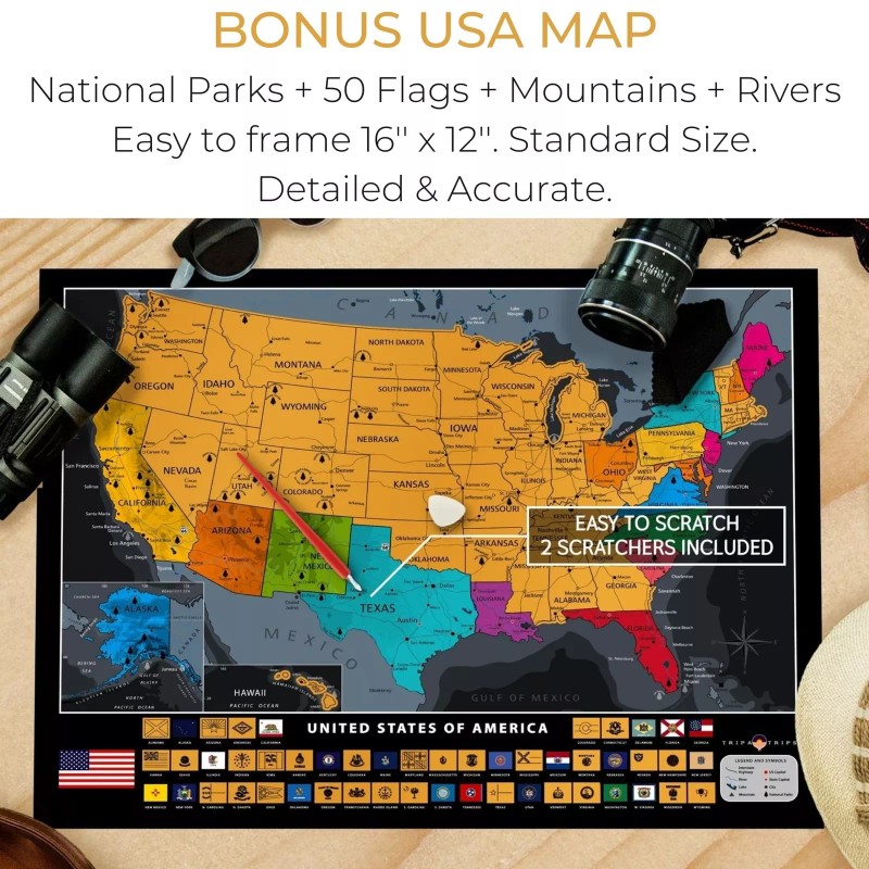 TRIPA TRIPS XL Scratch off World Map with All 233