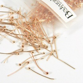 Bedazzlinbeads 20 Rose Gold 24 Gauge 0.51mm 3/4 Inch Long Headpin Jewelry Findings w/ 2mm Ball