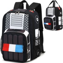 LEDAOU Kids School Backpack with Lunch Box for Boy Kindergarten BookBag School Bag Preschool Kindergarten Toddler Backpack (Police Car)