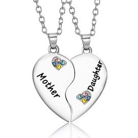 Moms Christmas Gifts from Daughter Necklace for Mama Necklaces for Women Mother Daughter Gifts for Mom Birthday Gift Ideas Half Heart Necklace for Girls Gifts for Mommy Daughter Matching Necklaces