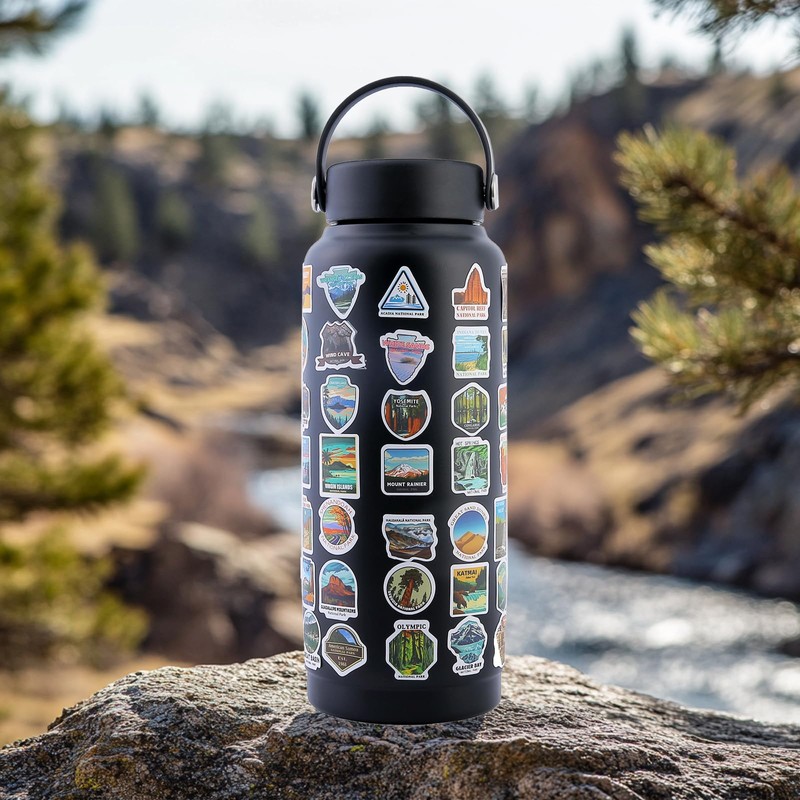 Prnaiev National Parks Water Bottle 32 oz 3 Lids 80