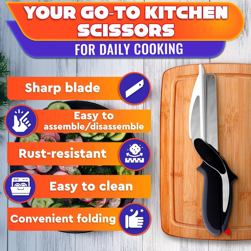 2 in 1 Kitchen Scissors for Food – Stainless Steel