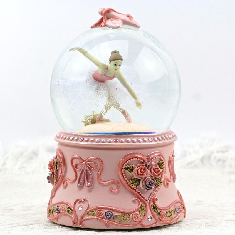 Ballet Dancer Snow Globe Music Box with LED Lights, Dancing
