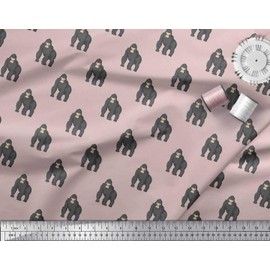Soimoi Orange Cotton Jersey Fabric Gorilla Animal Print Fabric by Yard 58 Inch Wide