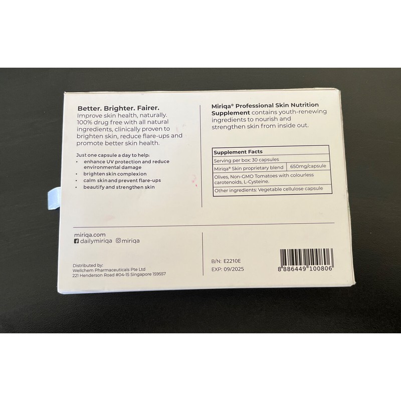 MIRIQA® Professional Skin Nutrition Supplement 30caps/1 Month Supply Exp 9/2025