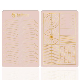 TgoBeauty Silicone Eyebrow Practice Skin Double Sides Permanent Makeup Microblading Practice Fake Skins for Tattoo Beginners and Artists (4pcs Pink Pad with Golden Outline)